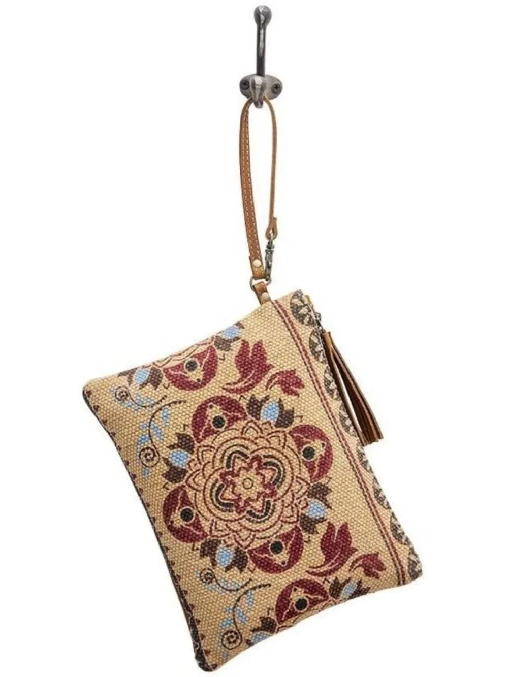 Compact Western Travel Makeup Bag - Canvas & Leather Organizer, Cute Toiletry